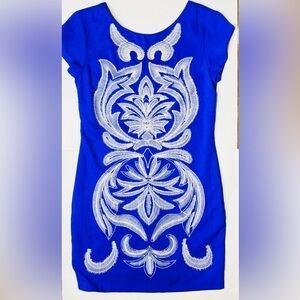 Quinn Blue Embroidered Midi Dress